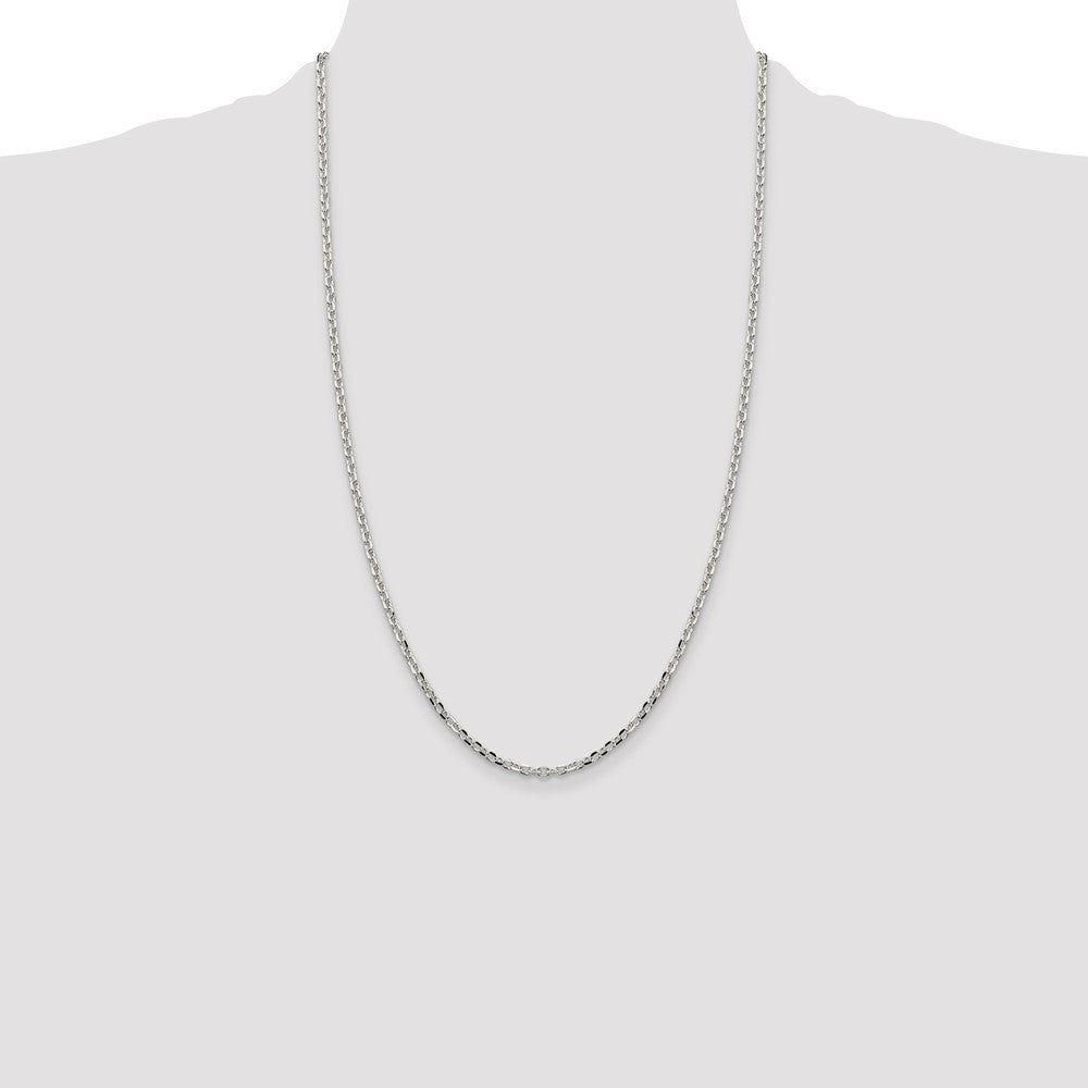 26 Inch Sterling Silver 2.75mm Diamond-Cut Forzantina Cable Chain Necklace