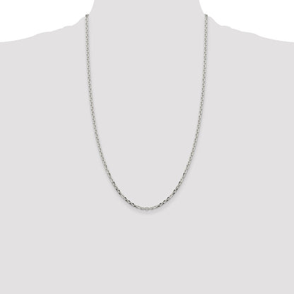 26 Inch Sterling Silver 2.75mm Diamond-Cut Forzantina Cable Chain Necklace