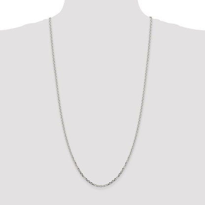 30 Inch Sterling Silver 2.75mm Diamond-Cut Forzantina Cable Chain Necklace