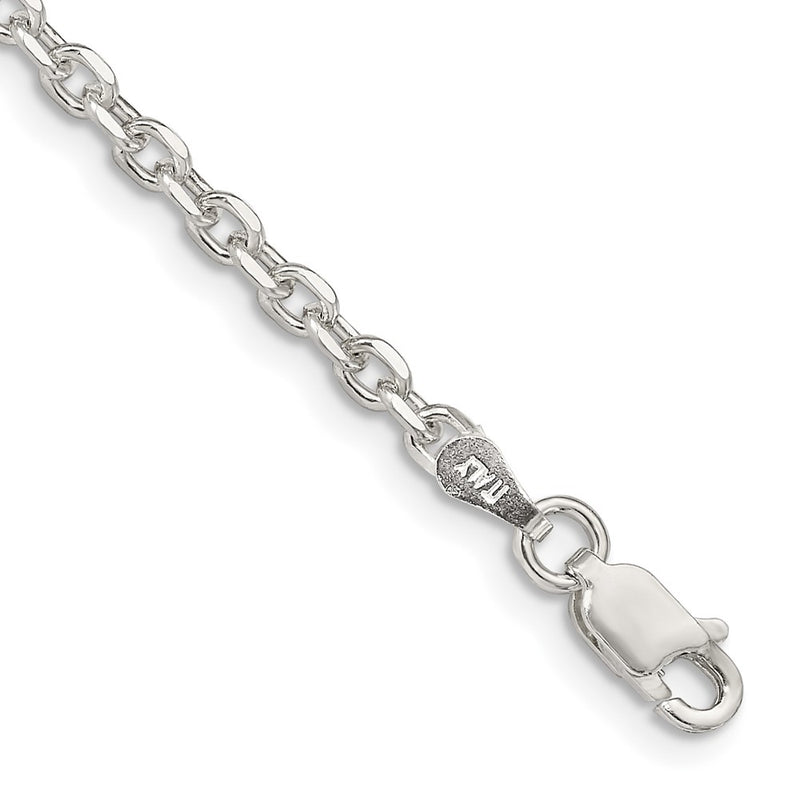 7 Inch Sterling Silver 2.75mm Diamond-Cut Forzantina Cable Chain Bracelet