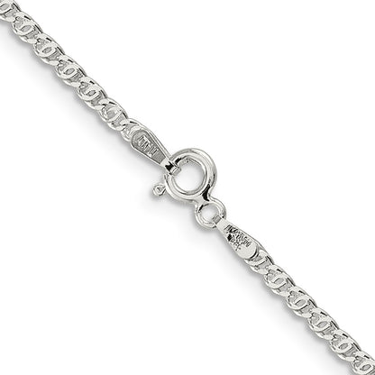 16 Inch Sterling Silver 2mm Fancy Anchor Pendant Chain Necklace
