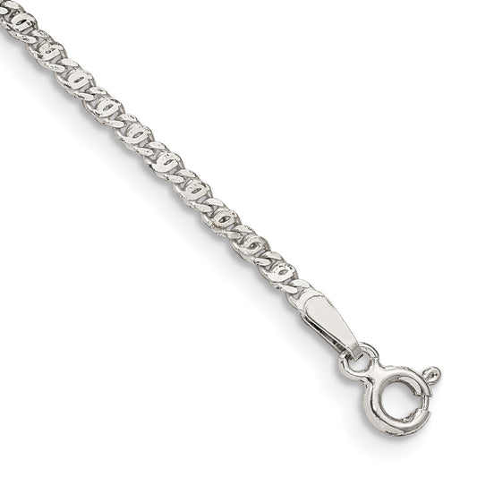 7 Inch Sterling Silver 2mm Fancy Anchor Pendant Chain
