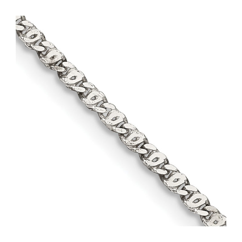 Sterling Silver 2mm Fancy Anchor Pendant Chain Necklace