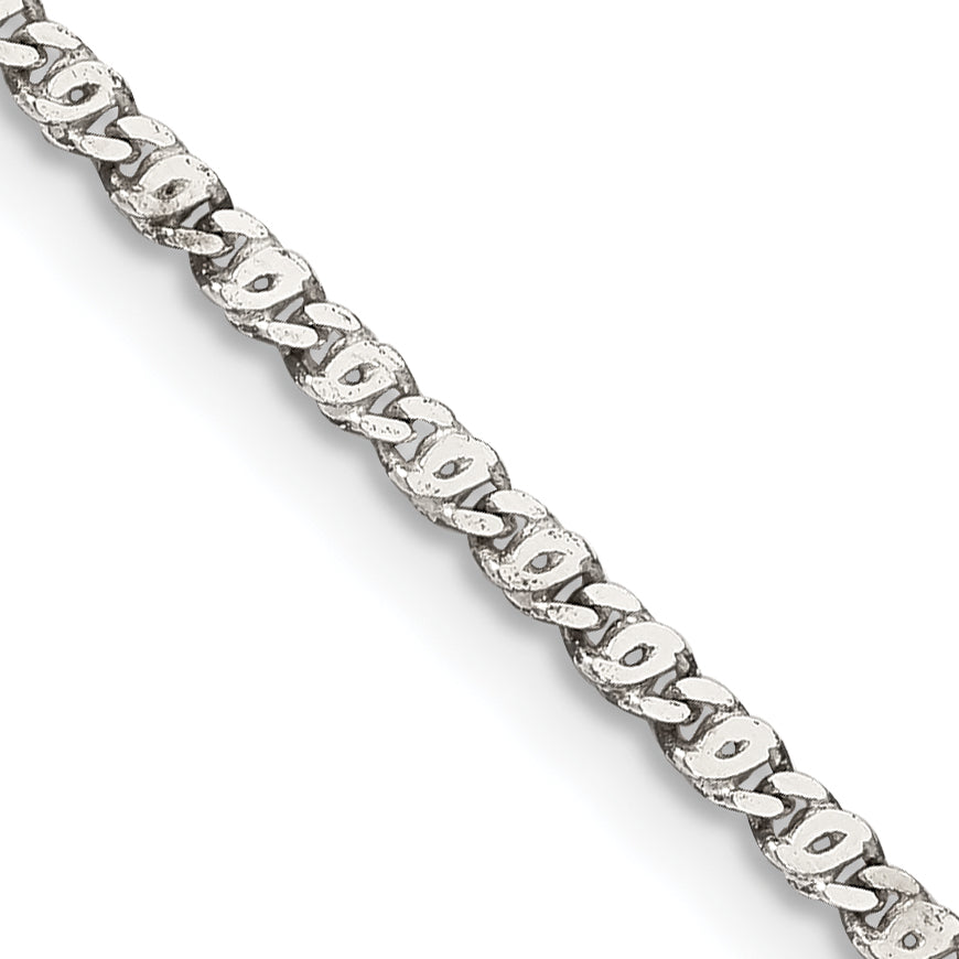 18 Inch Sterling Silver 2mm Fancy Anchor Pendant Chain