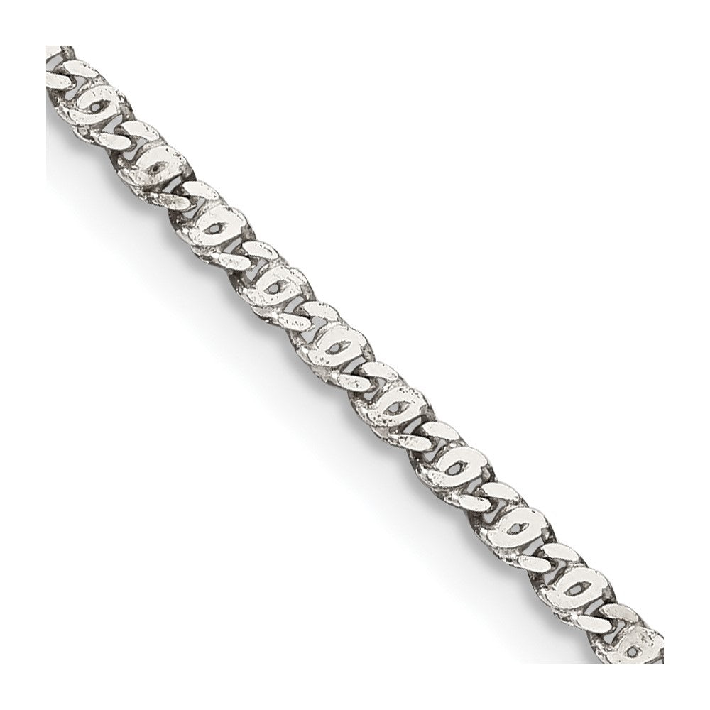 16 Inch Sterling Silver 2mm Fancy Anchor Pendant Chain Necklace
