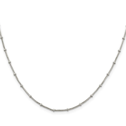 24 Inch Sterling Silver 1.25mm Fancy Beaded Box Chain Necklace