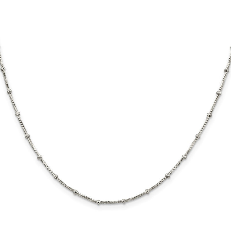 24 Inch Sterling Silver 1.25mm Fancy Beaded Box Chain Necklace