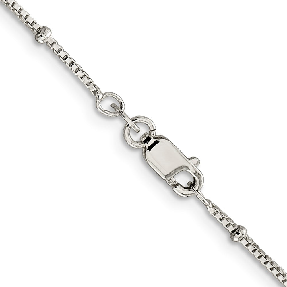 20 Inch Sterling Silver 1.25mm Fancy Beaded Box Chain Necklace