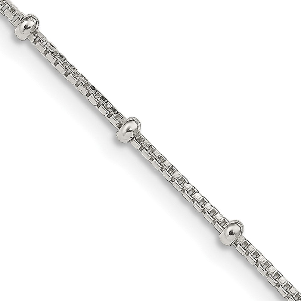 20 Inch Sterling Silver 1.25mm Fancy Beaded Box Chain Necklace