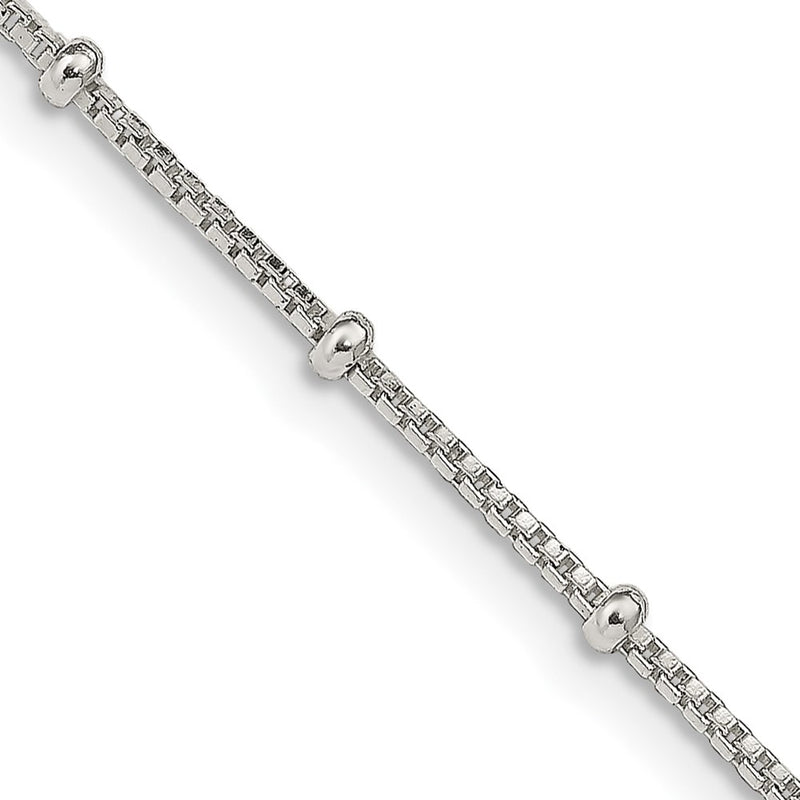 20 Inch Sterling Silver 1.25mm Fancy Beaded Box Chain Necklace