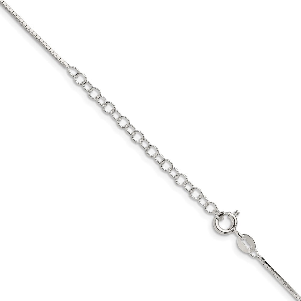 18 Inch Sterling Silver 1mm Mirror Box Chain W/2In Ext.