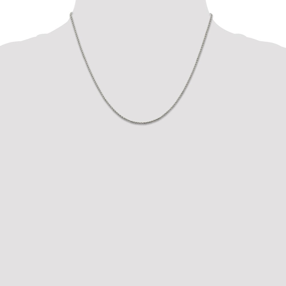 18 Inch Sterling Silver 1.25mm Twisted Box Chain Necklace