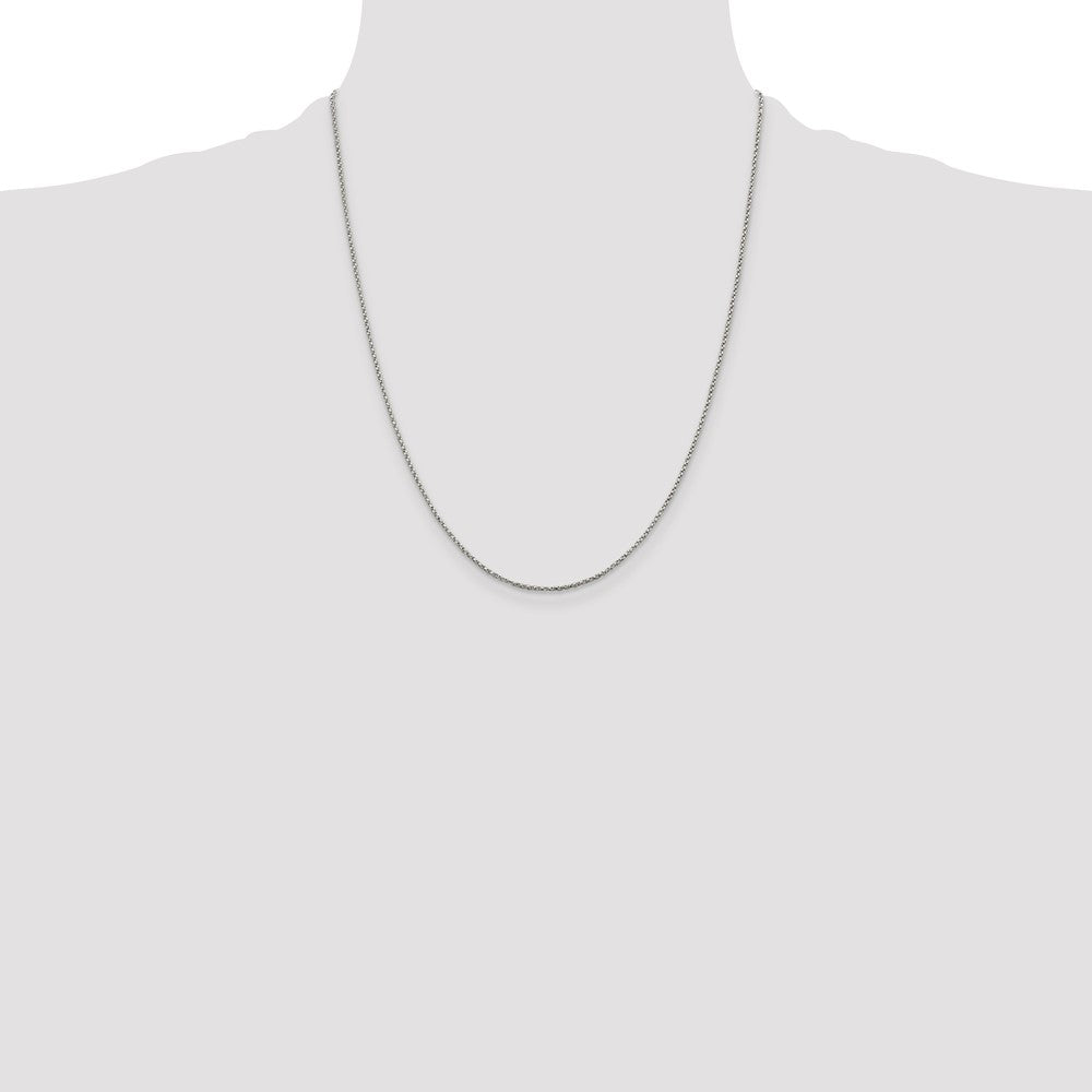 22 Inch Sterling Silver 1.25mm Twisted Box Chain Necklace