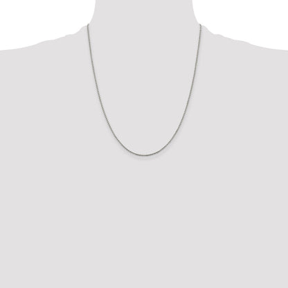 22 Inch Sterling Silver 1.25mm Twisted Box Chain Necklace