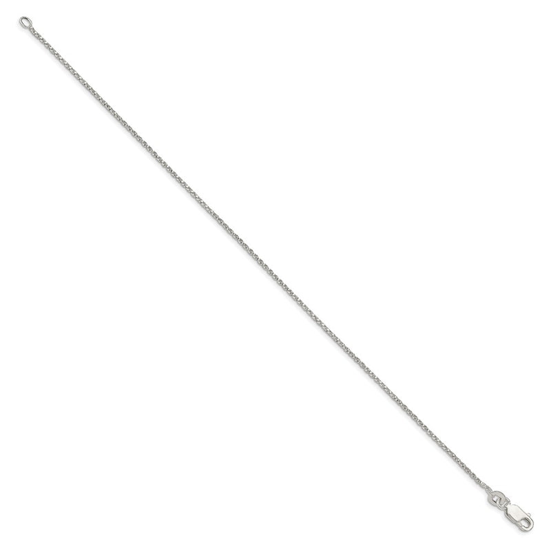 10 Inch Sterling Silver 1.25mm Twisted Box Chain Anklet