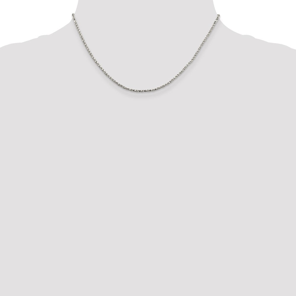 16 Inch Sterling Silver 1.75mm Twisted Box Chain Necklace