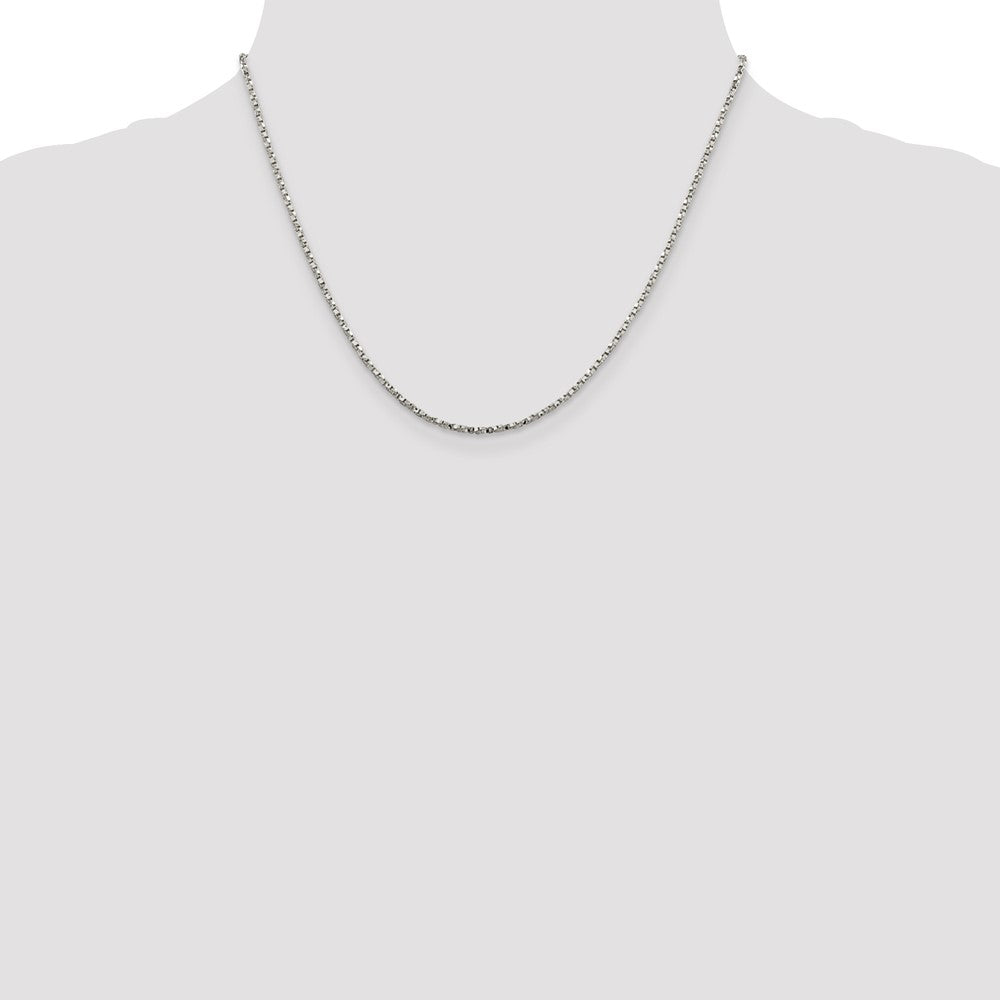 18 Inch Sterling Silver 1.75mm Twisted Box Chain Necklace