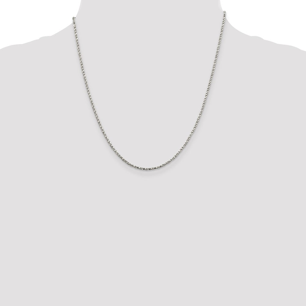 20 Inch Sterling Silver 1.75mm Twisted Box Chain Necklace