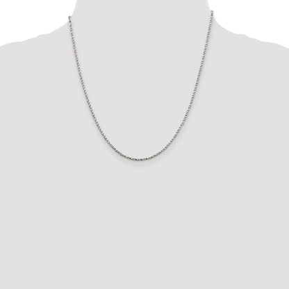 20 Inch Sterling Silver 1.75mm Twisted Box Chain Necklace