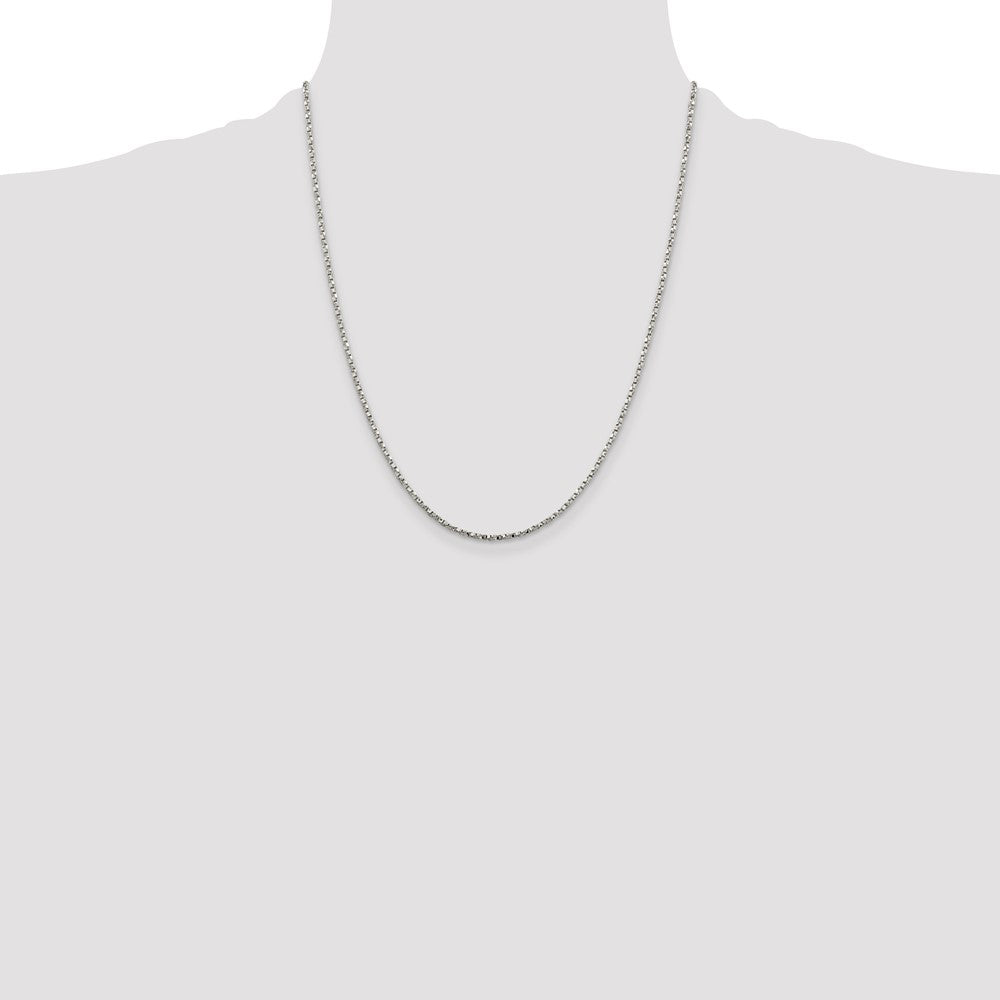 22 Inch Sterling Silver 1.75mm Twisted Box Chain Necklace