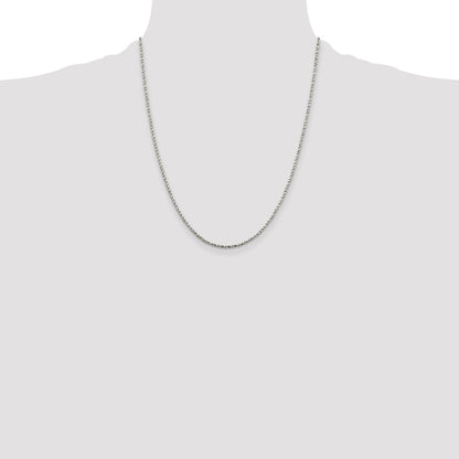 22 Inch Sterling Silver 1.75mm Twisted Box Chain Necklace