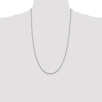 26 Inch Sterling Silver 1.75mm Twisted Box Chain Necklace