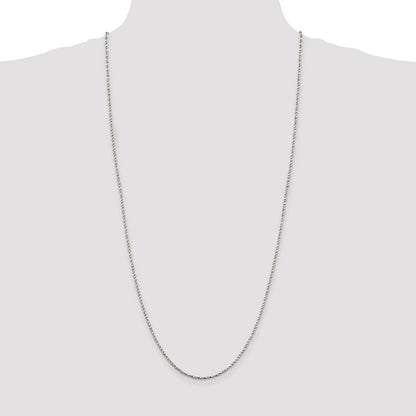 30 Inch Sterling Silver 1.75mm Twisted Box Chain Necklace
