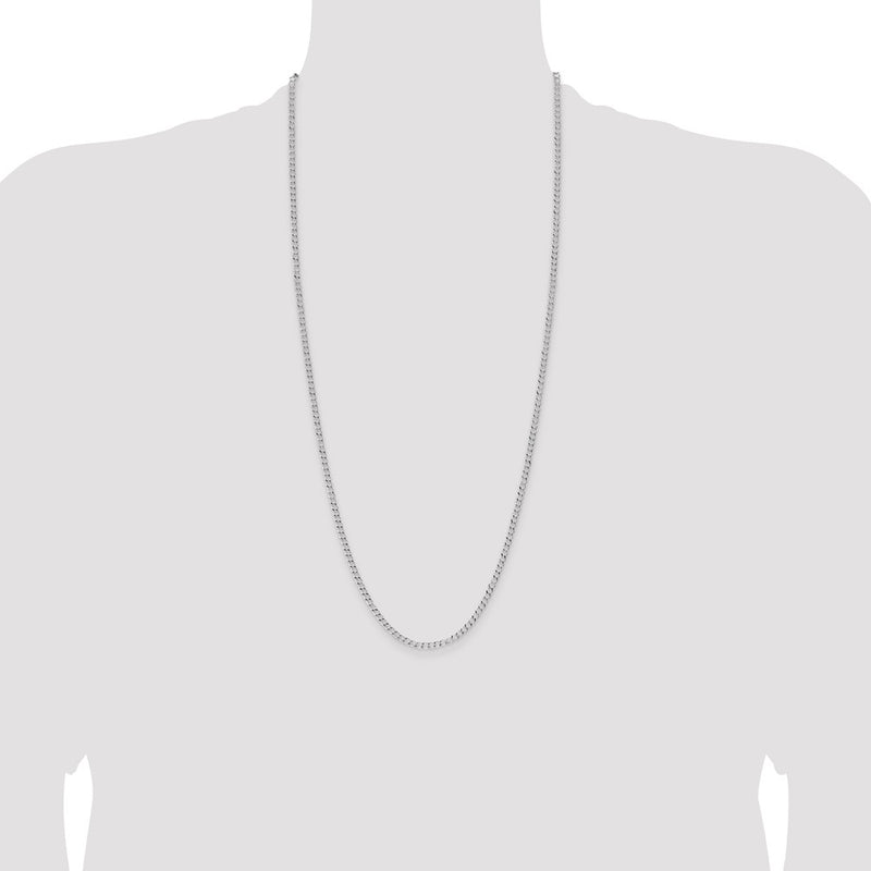 30 Inch Sterling Silver 3.5mm Open D/C Curb Chain Necklace