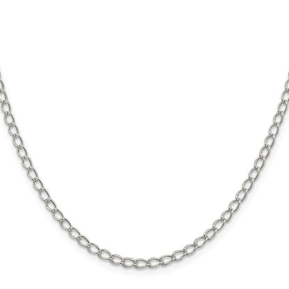 20 Inch Sterling Silver 3mm Half Round Wire Open Curb Chain Necklace