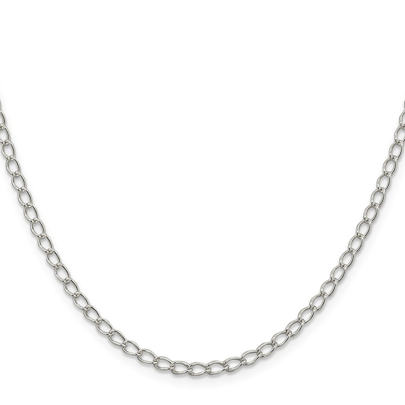 20 Inch Sterling Silver 3mm Half Round Wire Open Curb Chain Necklace