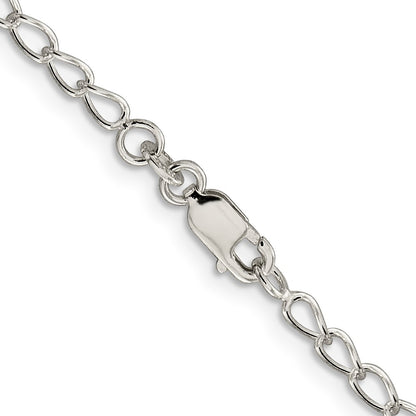 18 Inch Sterling Silver 3mm Half Round Wire Open Curb Chain Necklace