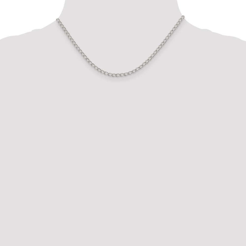 16 Inch Sterling Silver 3mm Half Round Wire Open Curb Chain Necklace