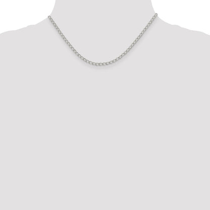 16 Inch Sterling Silver 3mm Half Round Wire Open Curb Chain Necklace