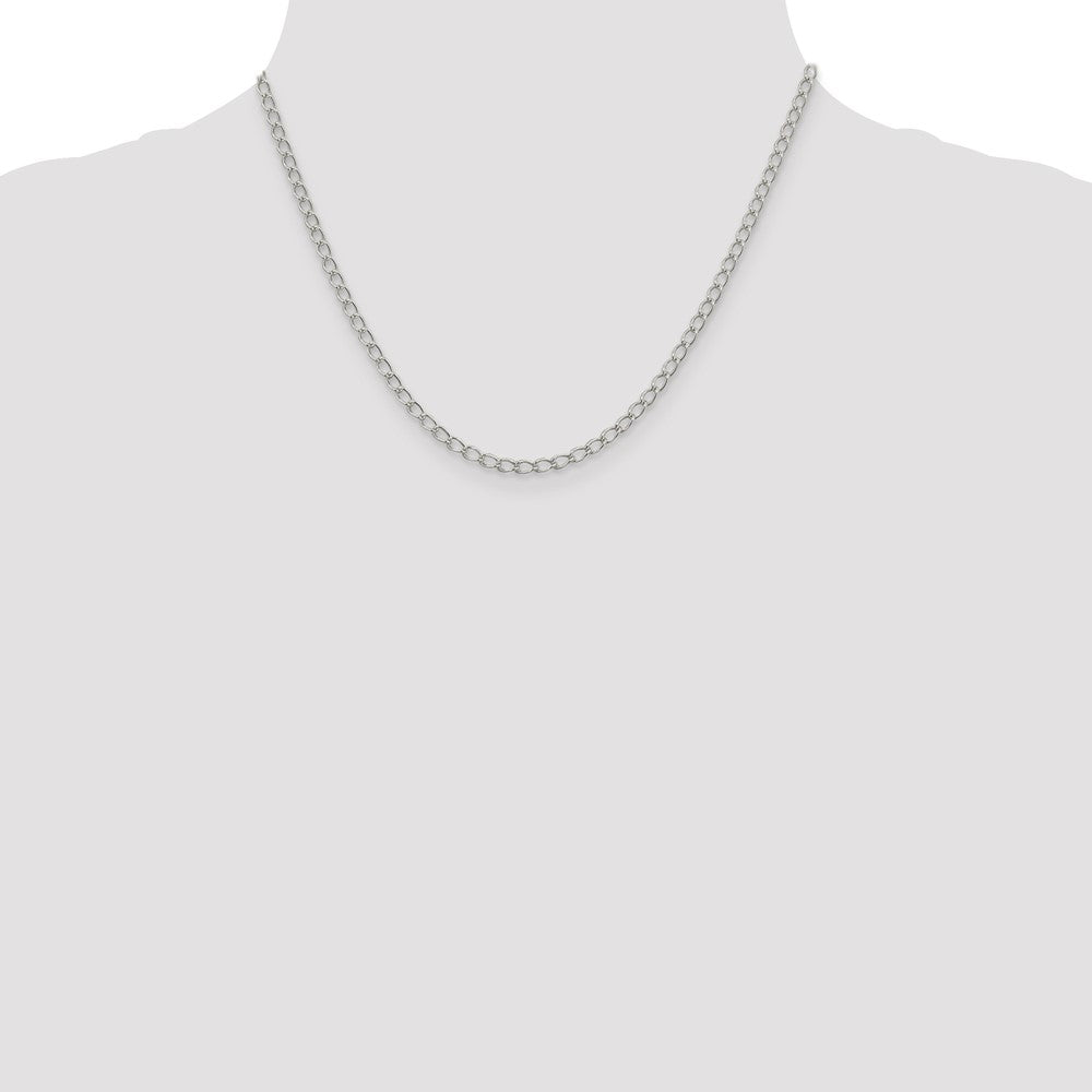 18 Inch Sterling Silver 3mm Half Round Wire Open Curb Chain Necklace