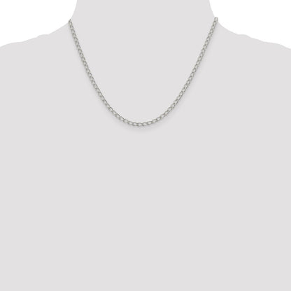 18 Inch Sterling Silver 3mm Half Round Wire Open Curb Chain Necklace