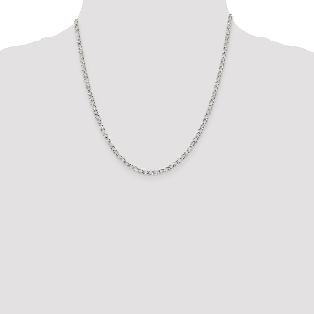 20 Inch Sterling Silver 3mm Half Round Wire Open Curb Chain Necklace