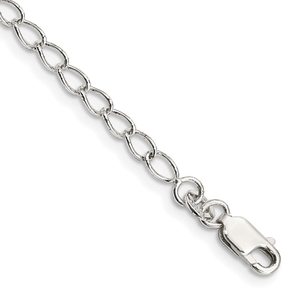 8 Inch Sterling Silver 3mm Half Round Wire Open Curb Chain Bracelet