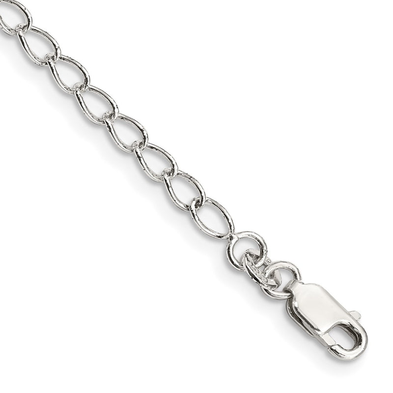 8 Inch Sterling Silver 3mm Half Round Wire Open Curb Chain Bracelet