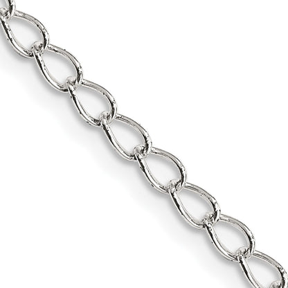 16 Inch Sterling Silver 3mm Half Round Wire Open Curb Chain Necklace