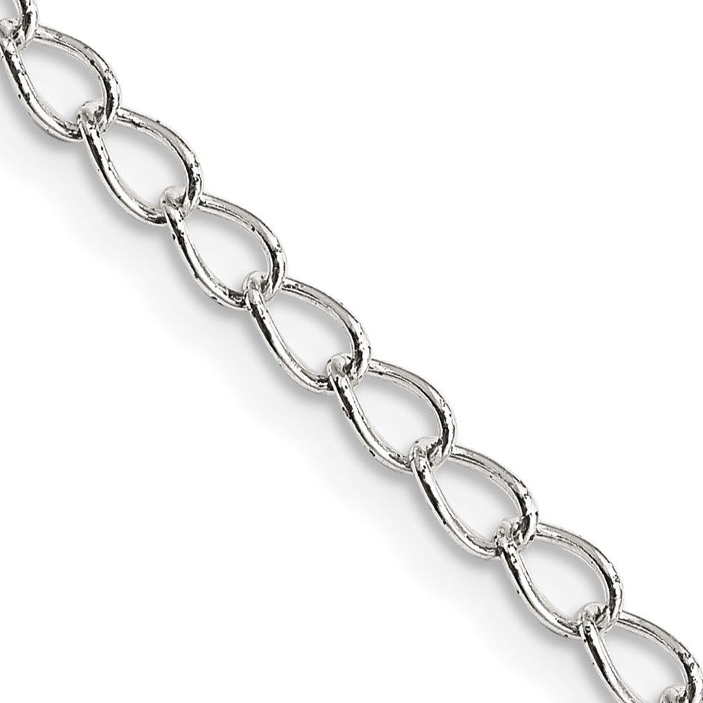 24 Inch Sterling Silver 3mm Half Round Wire Open Curb Chain Necklace