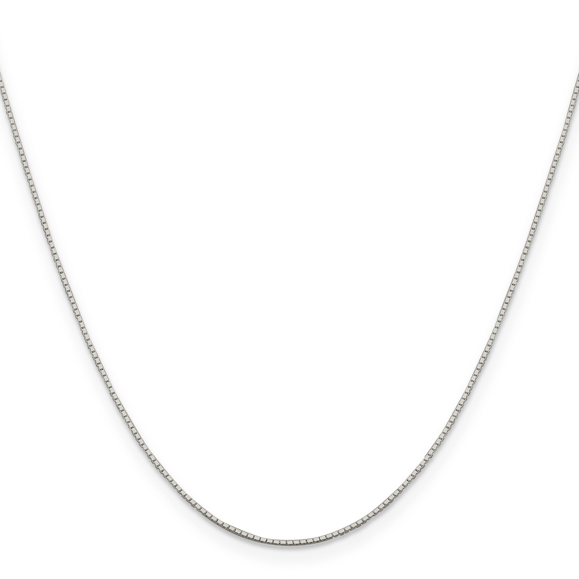 22 Inch Sterling Silver Rhodium-Plated .6mm Mirror Box Chain W/4In Ext.