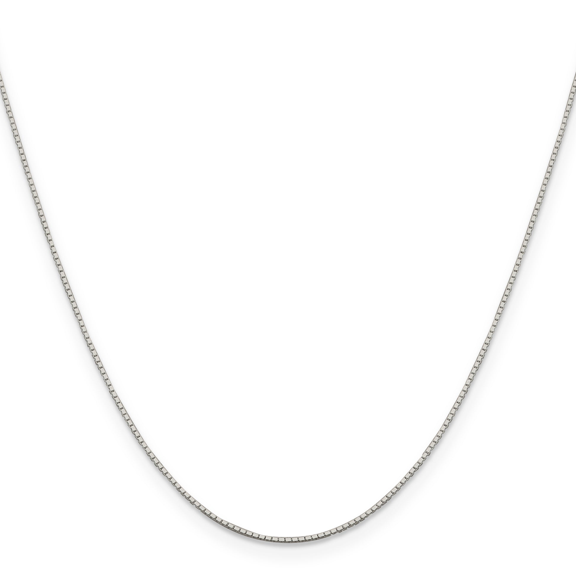 22 Inch Sterling Silver Rhodium-Plated .6mm Mirror Box Chain W/4In Ext.