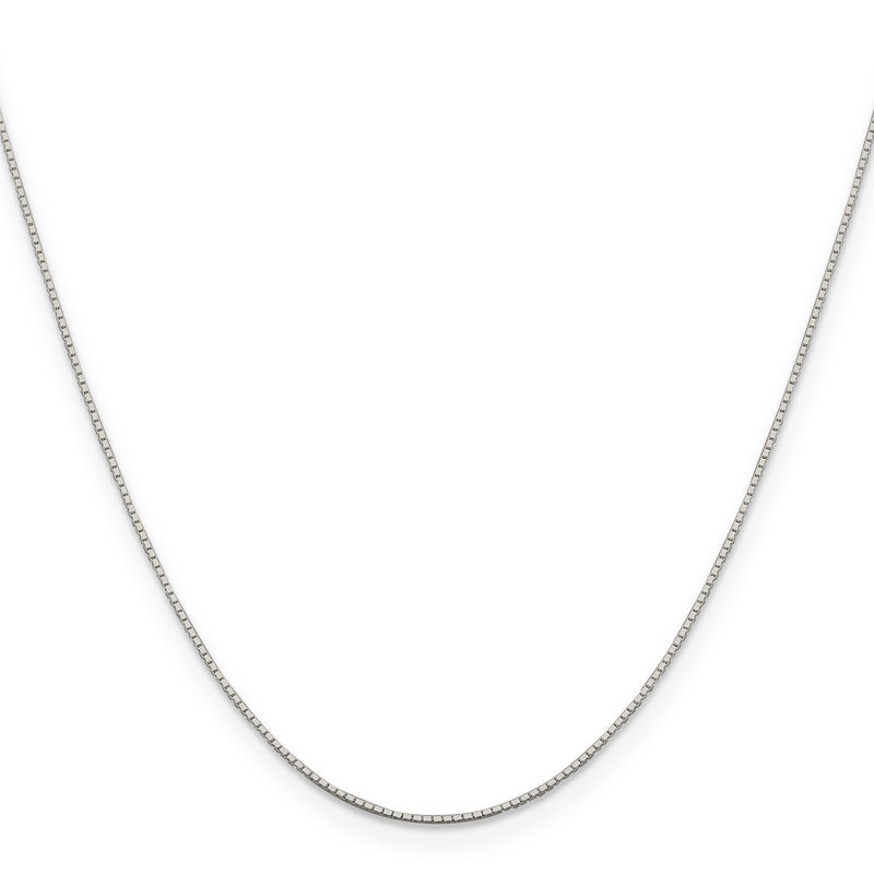 22 Inch Sterling Silver Rhodium-Plated .6mm Mirror Box Chain W/4In Ext.