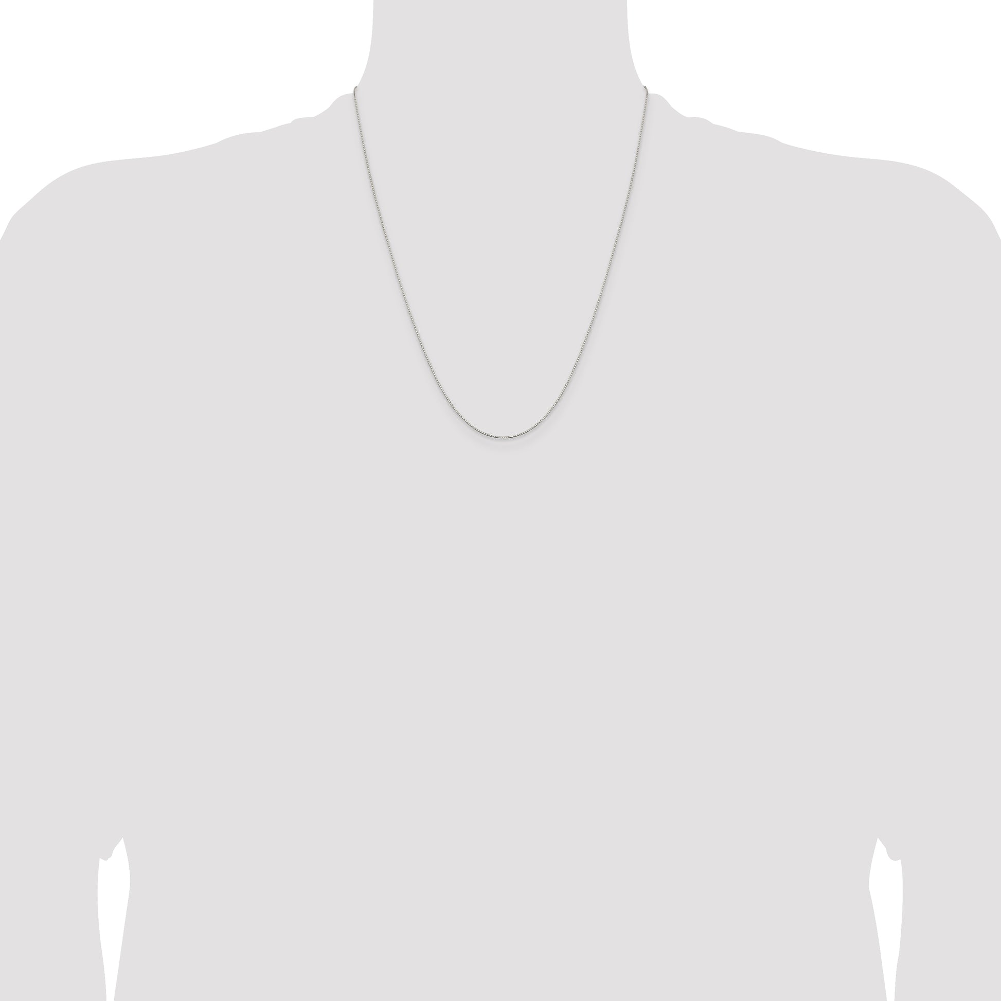 22 Inch Sterling Silver Rhodium-Plated .6mm Mirror Box Chain W/4In Ext.