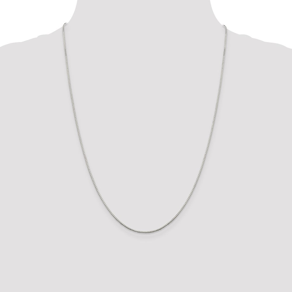 24 Inch Sterling Silver .9mm 8 Sided Diamond-Cut Mirror Box Chain Necklace