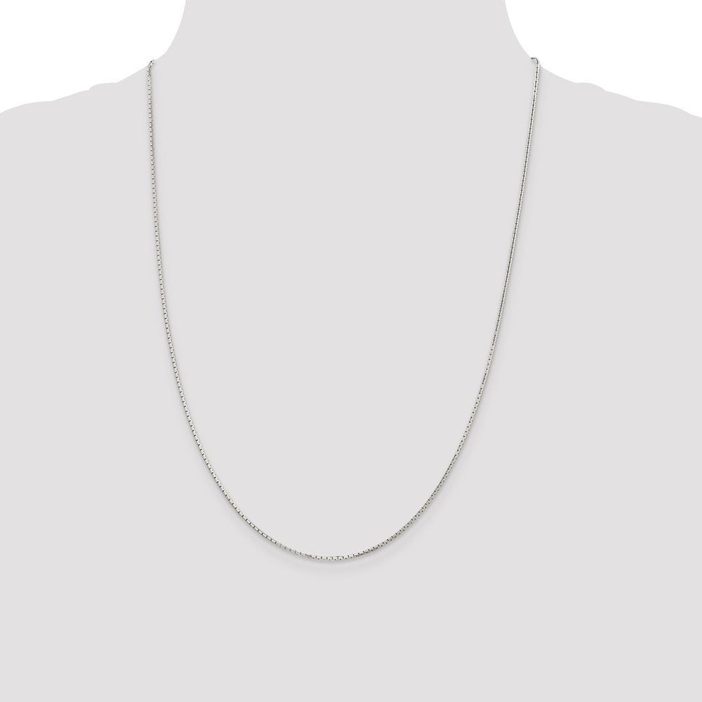 24 Inch Sterling Silver 1.2mm 8 Sided Diamond-Cut Mirror Box Chain Necklace