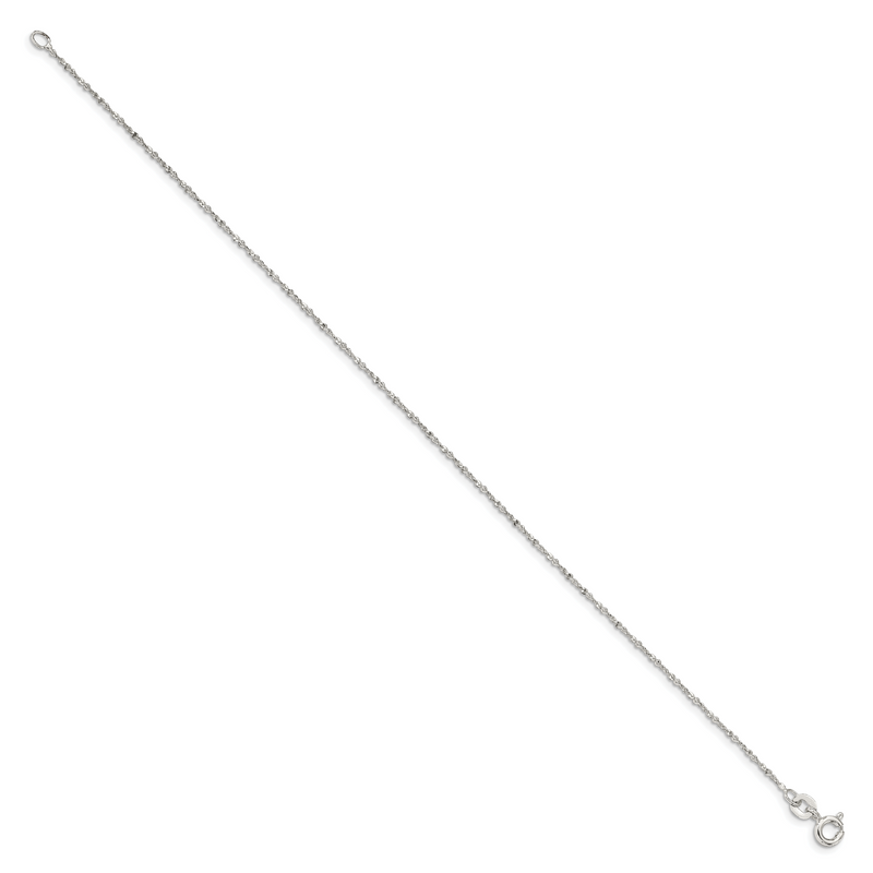 9 Inch Sterling Silver 1mm Twisted Serpentine Chain Anklet