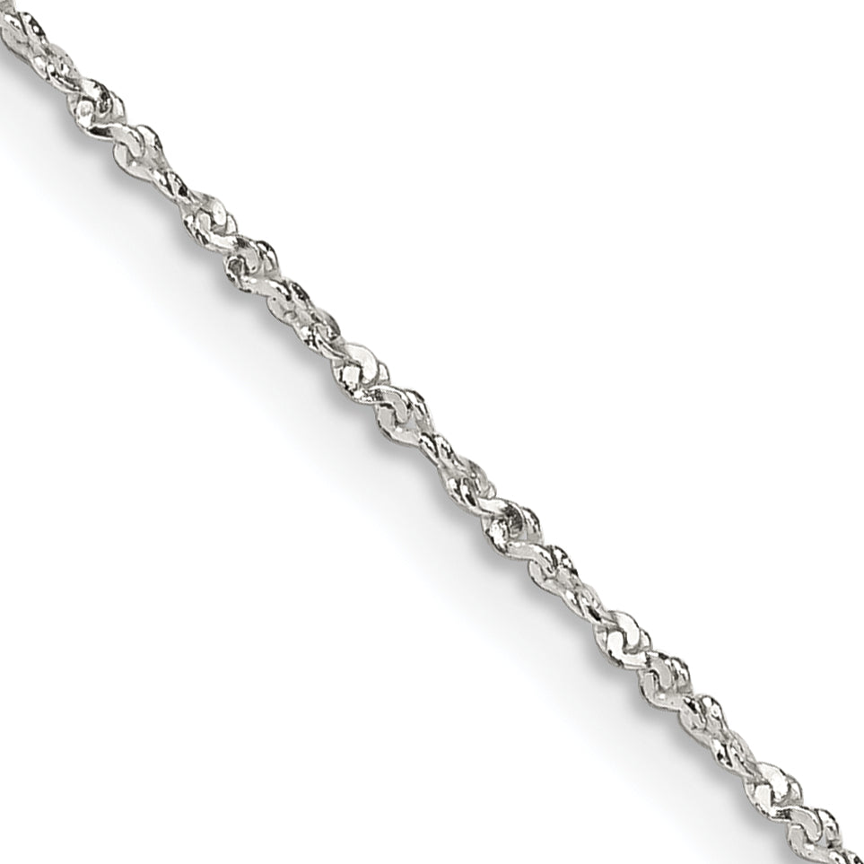 22 Inch Sterling Silver 1mm Twisted Serpentine Chain Necklace