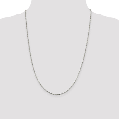 24 Inch Sterling Silver 1.6mm Twisted Serpentine Chain Necklace