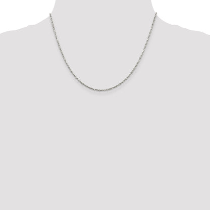 18 Inch Sterling Silver 1.8mm Twisted Serpentine Chain Necklace